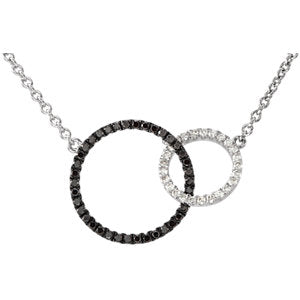 14K White 1/3 CTW Black & White Diamond Circle 18" Necklace - Siddiqui Jewelers