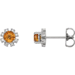 14K White Citrine & .07 CTW Diamond Earrings - Siddiqui Jewelers