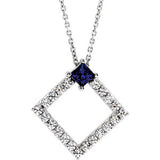 14K White Blue Sapphire & 3/8 CTW Diamond 16-18" Necklace - Siddiqui Jewelers