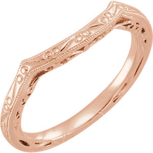 14K Rose Vintage-Inspired Matching Band for 7 mm Round Ring - Siddiqui Jewelers