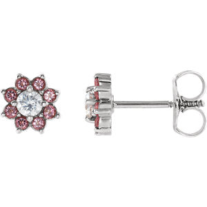 Sterling Silver Baby Pink Topaz & Cubic Zirconia Earrings - Siddiqui Jewelers