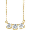 14K Yellow 1 CTW Diamond Three-Stone Curved Bar 18" Necklace - Siddiqui Jewelers