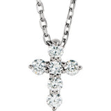 14K White 8.7x6.6 mm 1/6 CTW Diamond Cross 16-18" Necklace - Siddiqui Jewelers