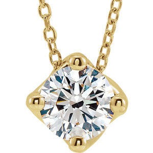 14K Yellow 1/2 CT Diamond Solitaire 16-18" Necklace - Siddiqui Jewelers