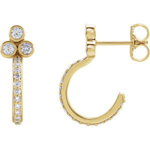 14K Yellow 1/2 CTW Diamond Cluster J-Hoop Earrings - Siddiqui Jewelers