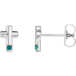 14K White Alexandrite Cross Earrings - Siddiqui Jewelers