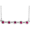 14K White Chatham® Created Ruby Bezel-Set Bar 16" Necklace - Siddiqui Jewelers