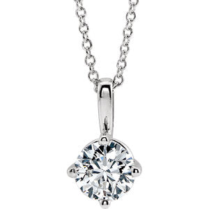 14K White Sapphire Solitaire 16-18" Necklace - Siddiqui Jewelers