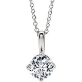 14K White 3/4 CT Diamond Solitaire 16-18" Necklace - Siddiqui Jewelers
