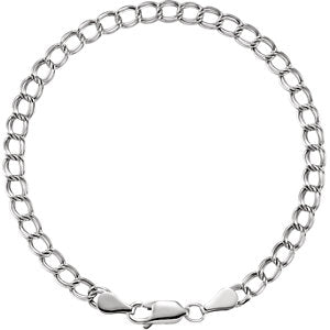 14K White 4 mm Solid Charm 7" Bracelet - Siddiqui Jewelers