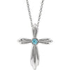 Sterling Silver Blue Zircon Cross 16-18" Necklace - Siddiqui Jewelers