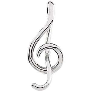 14K White Treble Clef Pendant - Siddiqui Jewelers