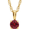 14K Yellow 3 mm Round July Chatham® Lab-Created Ruby Youth Birthstone 14" Necklace - Siddiqui Jewelers