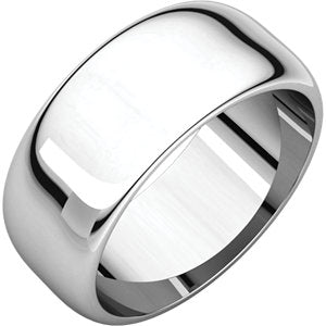 14K White 8 mm Half Round Band Size 9.5 - Siddiqui Jewelers