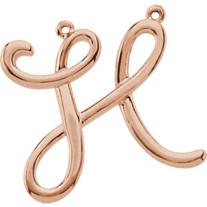14K Rose Script Initial H 16" Necklace - Siddiqui Jewelers