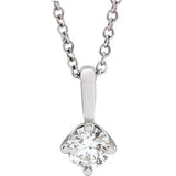 14K White 1/4 CT Diamond Solitaire 16-18" Necklace - Siddiqui Jewelers