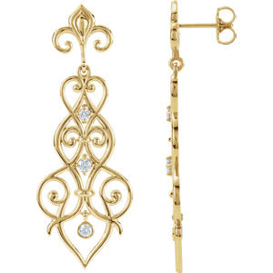 14K Yellow 1/3 CTW Diamond Decorative Dangle Earrings - Siddiqui Jewelers