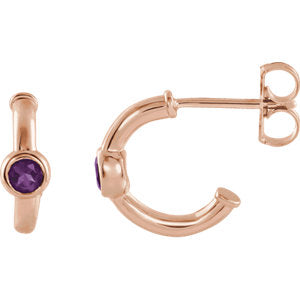 14K Rose Amethyst J-Hoop Earrings - Siddiqui Jewelers