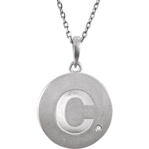 Sterling Silver .005 CTW Diamond Initial C 18" Necklace - Siddiqui Jewelers