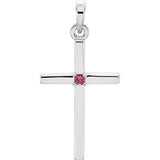 14K White 22.65x11.4 mm Pink Tourmaline Cross Pendant - Siddiqui Jewelers