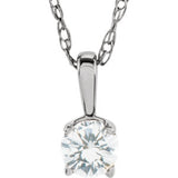 14K White 1/10 CTW Diamond April Youth Birthstone 14" Necklace - Siddiqui Jewelers