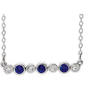 14K White Blue Sapphire & .08 CTW Diamond Bezel-Set Bar 16-18" Necklace - Siddiqui Jewelers