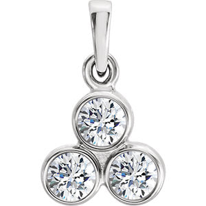 14K White 1/3 CTW Diamond 3-Stone Pendant - Siddiqui Jewelers