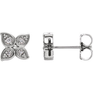 Sterling Silver  .05 CTW Diamond Leaf Earrings - Siddiqui Jewelers