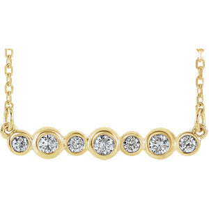 14K Yellow 1/5 CTW Diamond Bezel-Set Bar 16-18" Necklace - Siddiqui Jewelers