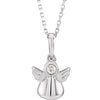 Sterling Silver .03 CT Diamond Youth Angel 15" Necklace - Siddiqui Jewelers