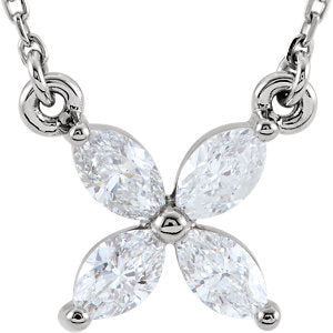 14K White 1/2 CTW Diamond Floral-Inspired 18" Necklace - Siddiqui Jewelers