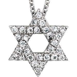 14K White Petite Star of David 1/6 CTW Diamond 16" Necklace - Siddiqui Jewelers