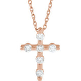 14K Rose 1/5 CTW Diamond Cross 16-18" Necklace - Siddiqui Jewelers