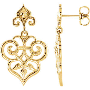 14K Yellow Decorative Dangle Earrings - Siddiqui Jewelers