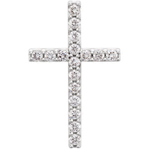 14K White 1/3 CTW Petite Diamond Cross Pendant - Siddiqui Jewelers