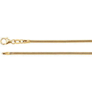 14K Yellow 1.5 mm Solid Round Snake 7" Chain - Siddiqui Jewelers