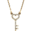 14K Yellow 1/8 CTW Diamond Petite Heart Key 16.5" Necklace - Siddiqui Jewelers
