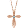 14K Rose Aquamarine Cross 16-18" Necklace - Siddiqui Jewelers
