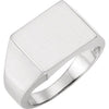 14K White 15x14 mm Square Signet Ring - Siddiqui Jewelers