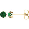 14K Yellow Emerald 4-Prong Scroll Setting® Stud Earrings - Siddiqui Jewelers