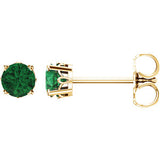 14K Yellow Emerald 4-Prong Scroll Setting® Stud Earrings - Siddiqui Jewelers