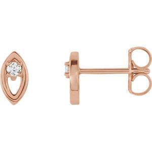 14K Rose .05 CTW Diamond Solitaire Earrings - Siddiqui Jewelers