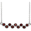 14K White Mozambique Garnet Bezel-Set Bar 16-18" Necklace - Siddiqui Jewelers