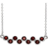 14K White Mozambique Garnet Bezel-Set Bar 16-18" Necklace - Siddiqui Jewelers