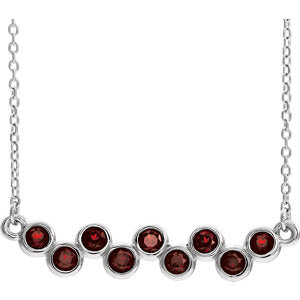 14K White Mozambique Garnet Bezel-Set Bar 16-18" Necklace - Siddiqui Jewelers