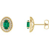 14K Yellow Chatham® Created Emerald & 1/5 CTW Diamond Halo-Style Earrings - Siddiqui Jewelers