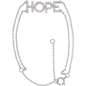 14K White 1/4 CTW Diamond Hope 5-7" Bracelet - Siddiqui Jewelers