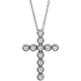 14K White 1/4 CTW Diamond Cross 16-18" Necklace - Siddiqui Jewelers