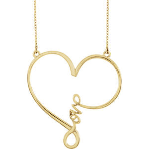 14K Yellow "Love" Heart Infinity-Inspired 18" Necklace - Siddiqui Jewelers