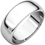 Platinum 7 mm Half Round Band Size 9.5 - Siddiqui Jewelers